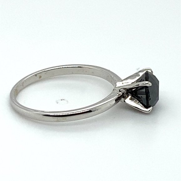 Black Diamond 1.22ct Solid 14K White Gold Ring - Picture 5 of 7